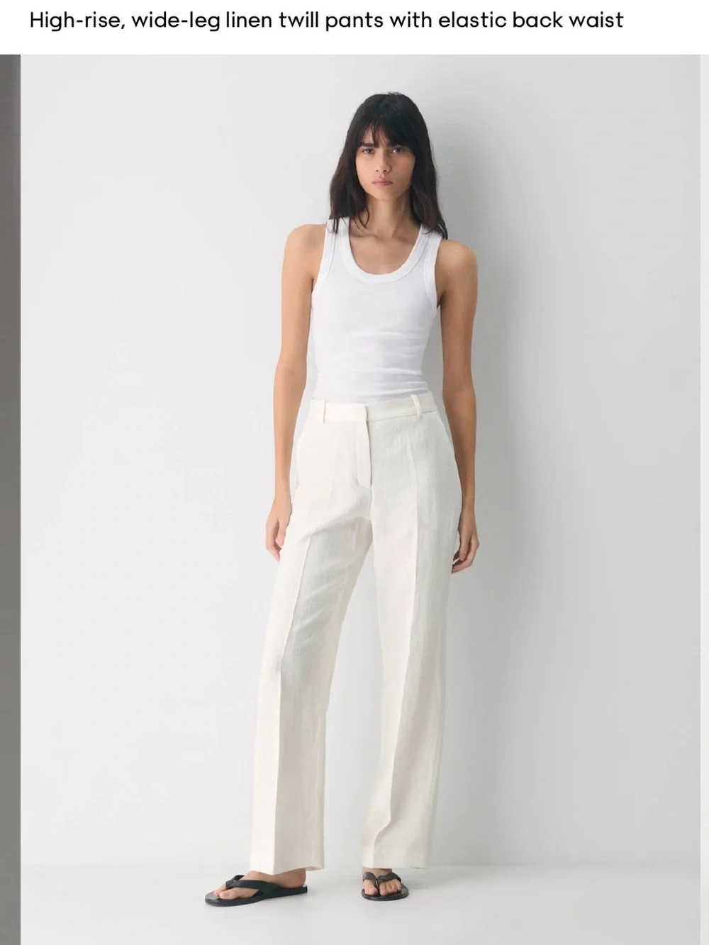 Babaton Agency Pant - Aritzia High-Rise Wide-Leg Linen Twill Pants - White